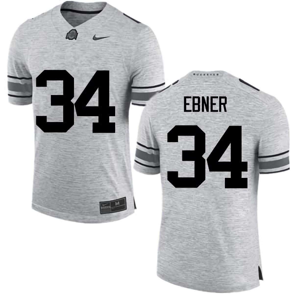 Nate Ebner Ohio State Buckeyes Men's NCAA #34 Nike Gray College Stitched Football Jersey NPX3656LT